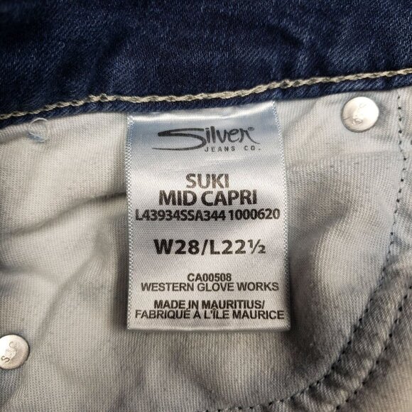Silver Suki Mid Rise Capri Jeans Womens 28 Mid Rise - Picture 10 of 11